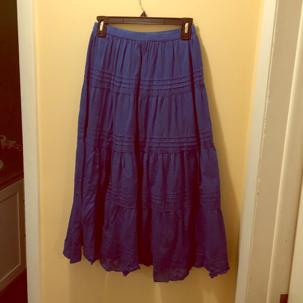Blue Tiered Peasant Broomstick Skirt Size Medium